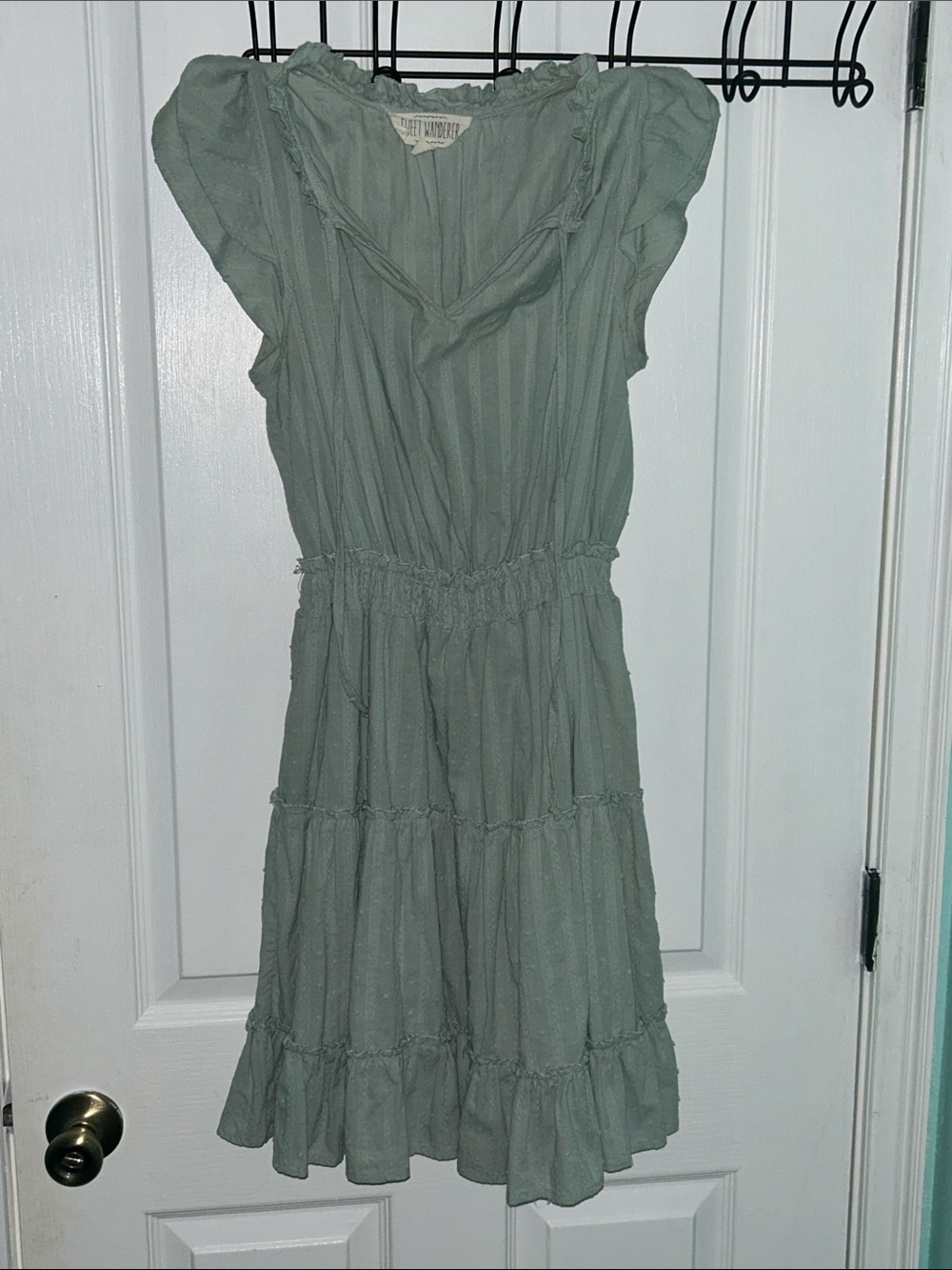 Sweet Wanderer Sage Green Tiered Dress